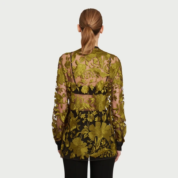Giambattista Valli Peridot Chimera Shawl Tulle Blouse - Giambattista Valli Tops - Romantic Couture - Shop at Luxury Shoes 