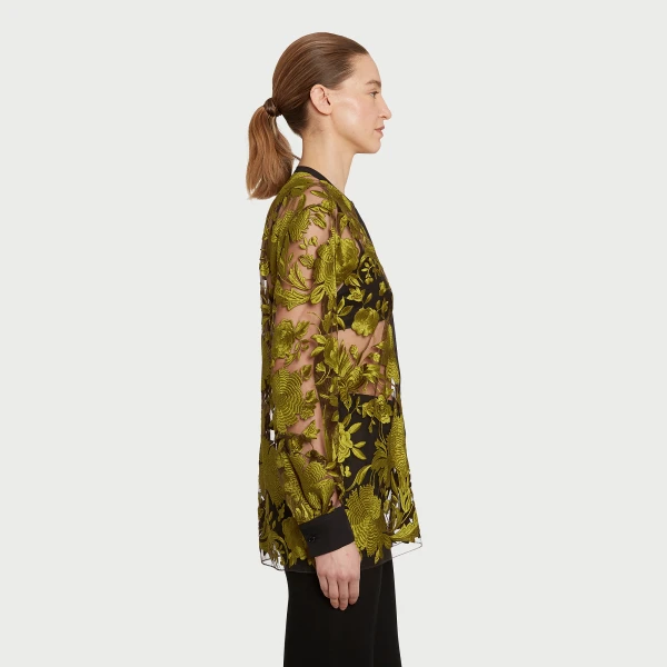 Giambattista Valli Peridot Chimera Shawl Tulle Blouse - Giambattista Valli Tops - Romantic Couture - Shop at Luxury Shoes 
