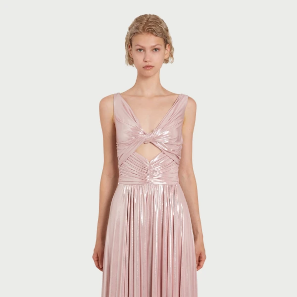 Giambattista Valli Pink Dress In Liquid Jersey With Crossover Draping - Giambattista Valli Dresses - Romantic Couture - Shop at Luxury Shoes 