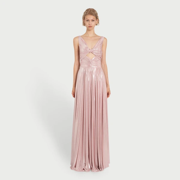 Giambattista Valli Pink Dress In Liquid Jersey With Crossover Draping - Giambattista Valli Dresses - Romantic Couture - Shop at Luxury Shoes 