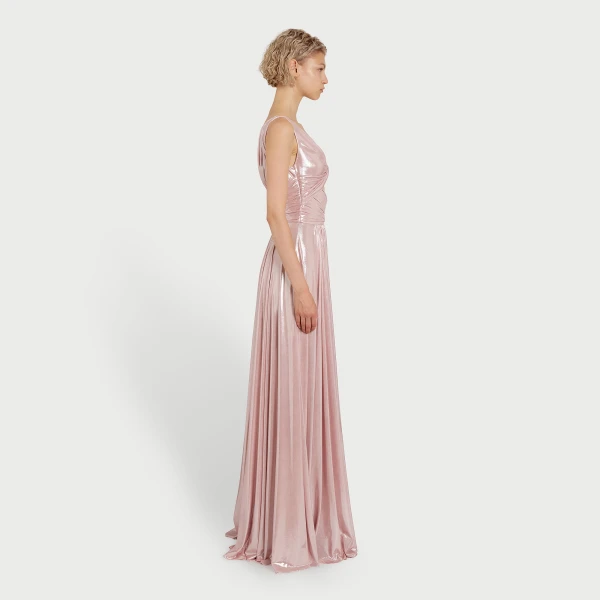 Giambattista Valli Pink Dress In Liquid Jersey With Crossover Draping - Giambattista Valli Dresses - Romantic Couture - Shop at Luxury Shoes 