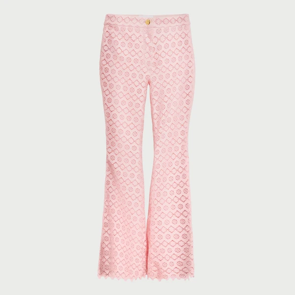 Giambattista Valli Pink Floral Macramé Pants - Giambattista Valli Pants - Romantic Couture - Shop at Luxury Shoes 