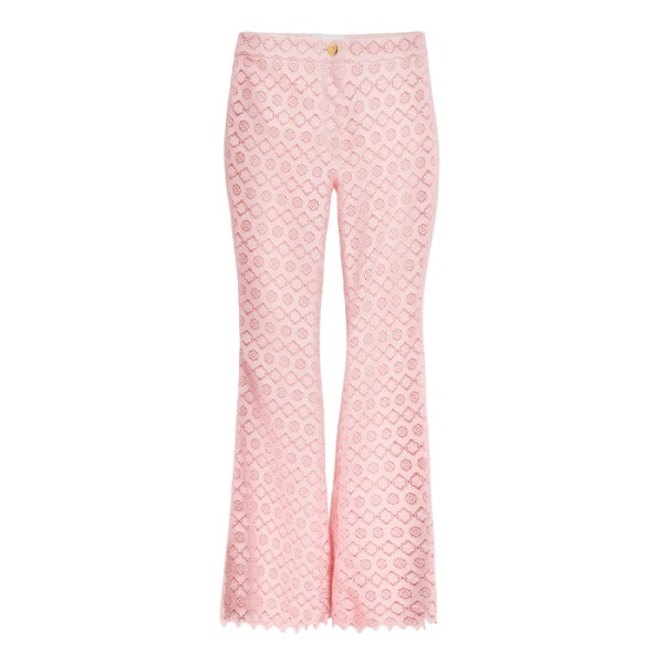 Giambattista Valli Pink Floral Macramé Pants - Giambattista Valli Pants - Romantic Couture - Shop at Luxury Shoes 