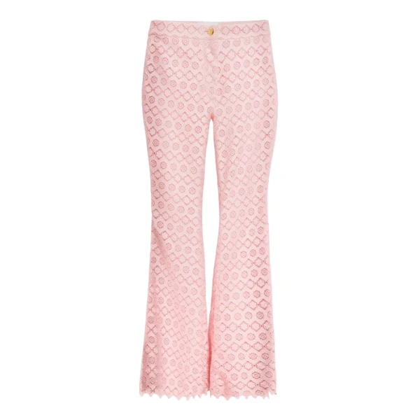 Giambattista Valli Pink Floral Macramé Pants - Giambattista Valli Pants - Romantic Couture - Shop at Luxury Shoes 