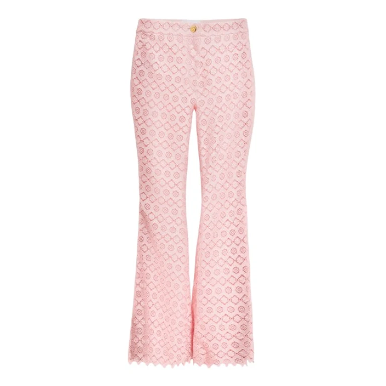 Giambattista Valli Pink Floral Macramé Pants - Giambattista Valli Pants - Romantic Couture - Shop at Luxury Shoes 