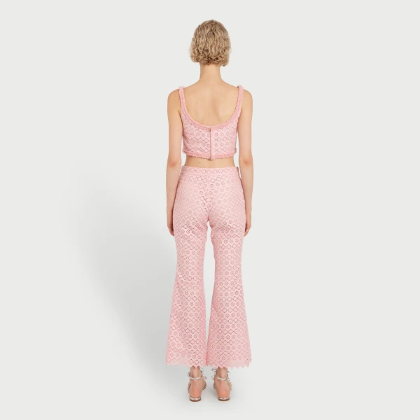 Giambattista Valli Pink Floral Macramé Top - Giambattista Valli Tops - Romantic Couture - Shop at Luxury Shoes 