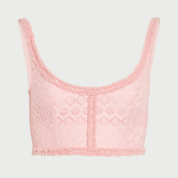 Giambattista Valli Pink Floral Macramé Top - Giambattista Valli Tops - Romantic Couture - Shop at Luxury Shoes 