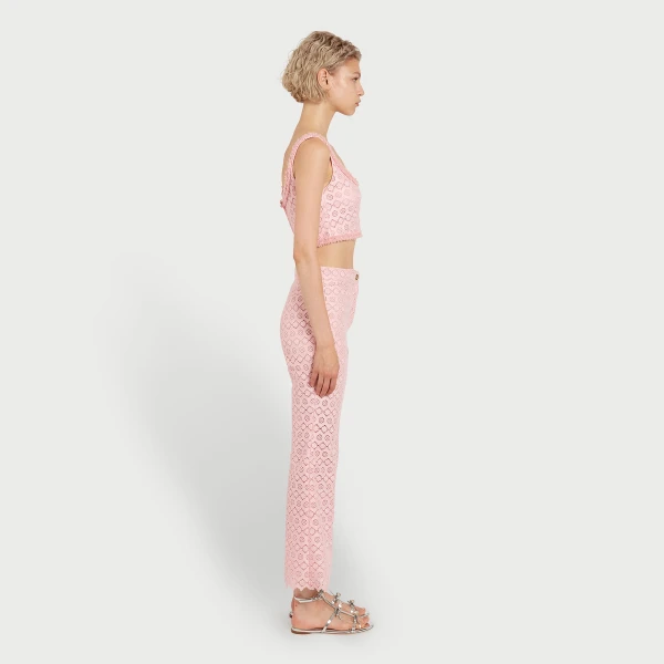 Giambattista Valli Pink Floral Macramé Top - Giambattista Valli Tops - Romantic Couture - Shop at Luxury Shoes 