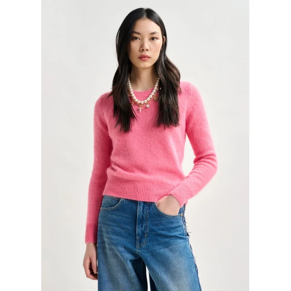 Essentiel Antwerp Pink angora blend knit - Essentiel Antwerp Knitwear - Colorful Belgian Design - Shop at Luxury Shoes 