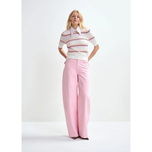 Essentiel Antwerp Pink barrel-leg jeans - Essentiel Antwerp Pants - Colorful Belgian Design - Shop at Luxury Shoes 