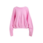 Essentiel Antwerp Pink cropped cotton sweatshirt with wrapback detail - Essentiel Antwerp Shirts - Colorful Belgian Design - Shop at Luxury Shoes 