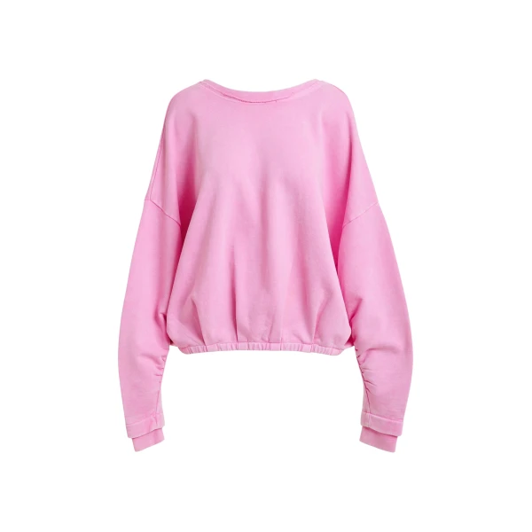 Essentiel Antwerp Pink cropped cotton sweatshirt with wrapback detail - Essentiel Antwerp Shirts - Colorful Belgian Design - Shop at Luxury Shoes 