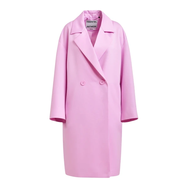 Essentiel Antwerp Pink double-breasted coat - Essentiel Antwerp Coats - Colorful Belgian Design - Shop at Luxury Shoes 