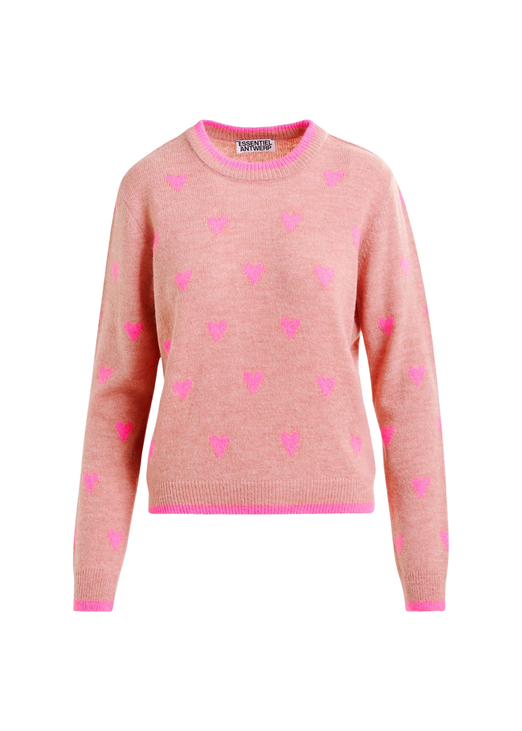 Essentiel Antwerp Pink heart-intarsia wool-blend sweater