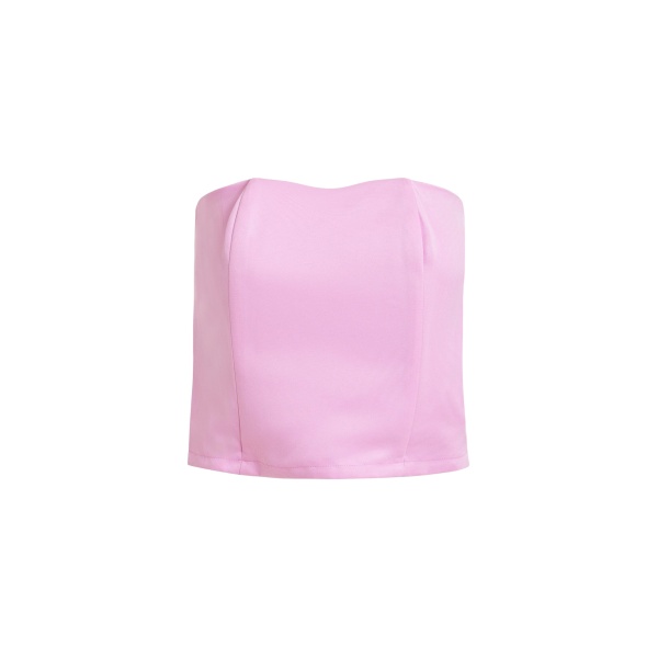 Essentiel Antwerp Pink sculpted bustier top with smocked back - Essentiel Antwerp Tops - Colorful Belgian Design - Shop at Luxury Shoes 