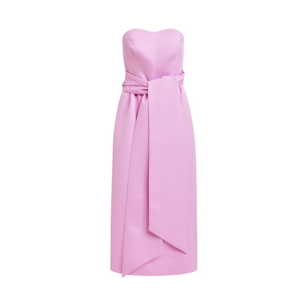 Essentiel Antwerp Pink strapless midi dress with wrap-belt - Essentiel Antwerp Dresses - Colorful Belgian Design - Shop at Luxury Shoes 