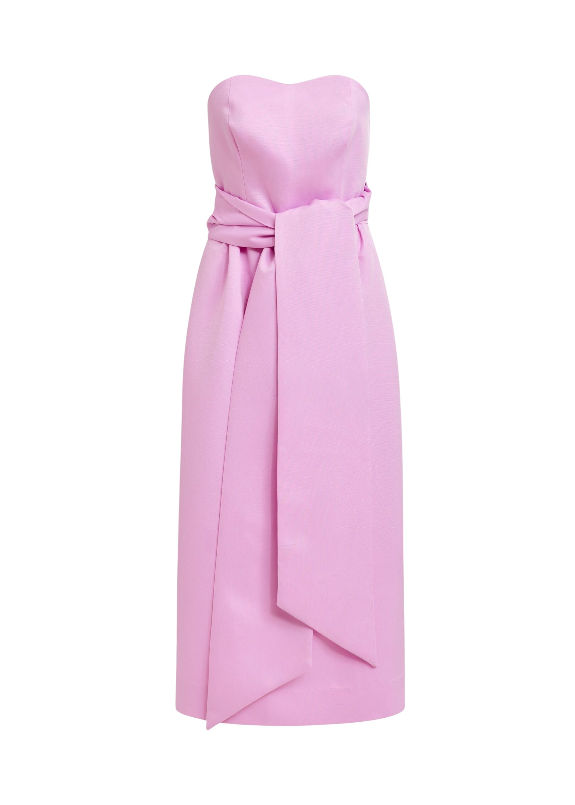 Essentiel Antwerp Pink strapless midi dress with wrap-belt