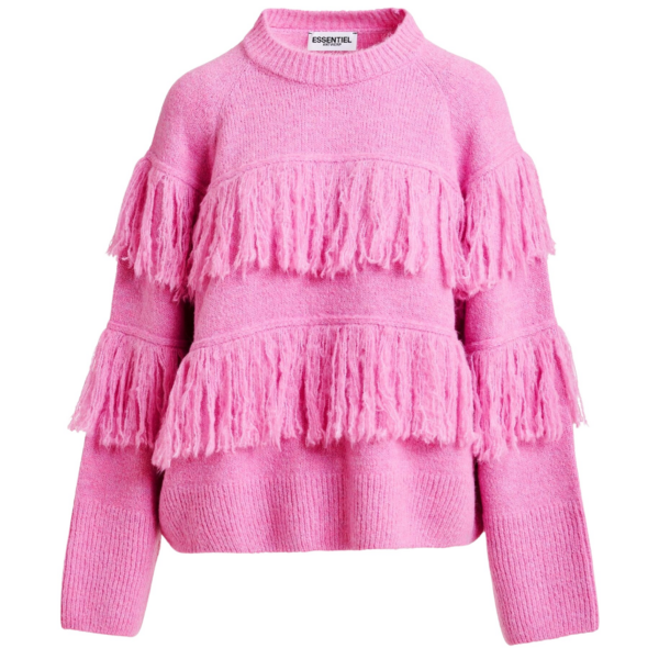Essentiel Antwerp Pink sweater with fringe details