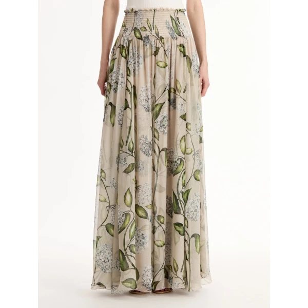 Oscar de la Renta Porcelain Flower Chiffon Maxi Skirt - Oscar de la Renta Skirts - American Couture - Shop at Luxury Shoes 