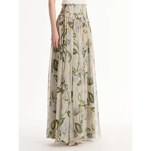 Oscar de la Renta Porcelain Flower Chiffon Maxi Skirt - Oscar de la Renta Skirts - American Couture - Shop at Luxury Shoes 