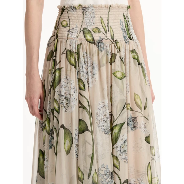 Oscar de la Renta Porcelain Flower Chiffon Maxi Skirt - Oscar de la Renta Skirts - American Couture - Shop at Luxury Shoes 