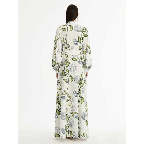Oscar de la Renta Porcelain Flower Cotton Poplin Caftan - Oscar de la Renta Dresses - American Couture - Shop at Luxury Shoes 