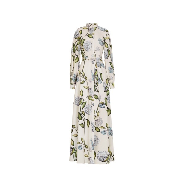 Oscar de la Renta Porcelain Flower Cotton Poplin Caftan - Oscar de la Renta Dresses - American Couture - Shop at Luxury Shoes 