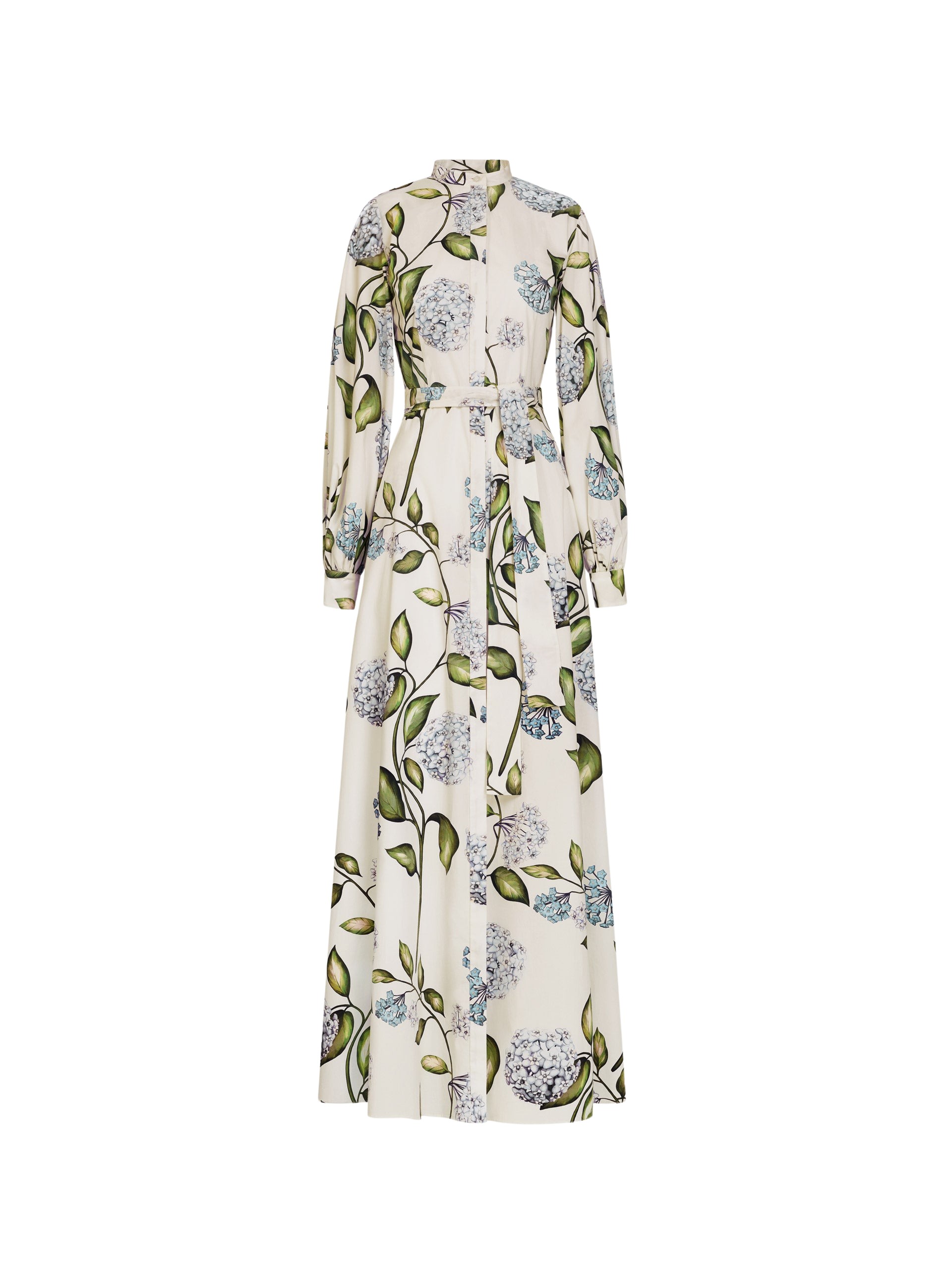 Oscar de la Renta Porcelain Flower Cotton Poplin Caftan - Oscar de la Renta Dresses - American Couture - Shop at Luxury Shoes 