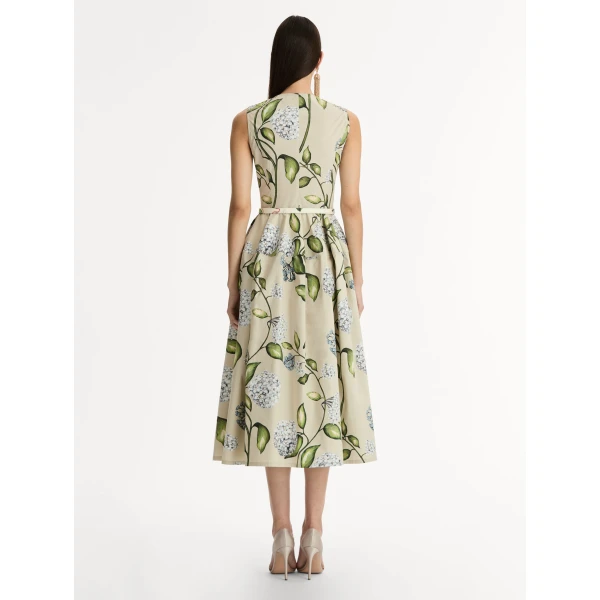 Oscar de la Renta Porcelain Flower Cotton Poplin Dress - Oscar de la Renta Dresses - American Couture - Shop at Luxury Shoes 