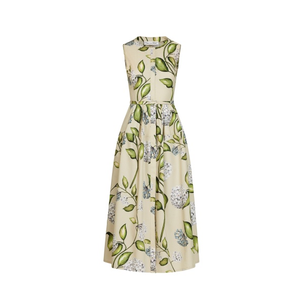 Oscar de la Renta Porcelain Flower Cotton Poplin Dress - Oscar de la Renta Dresses - American Couture - Shop at Luxury Shoes 