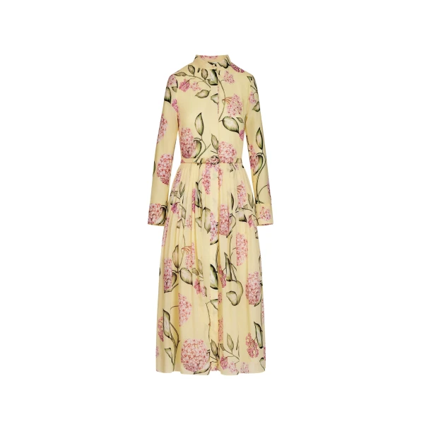 Oscar de la Renta Porcelain Flower Cotton Poplin Long-Sleeve Dress - Oscar de la Renta Dresses - American Couture - Shop at Luxury Shoes 