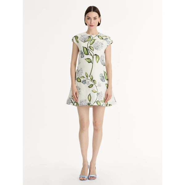 Oscar de la Renta Porcelain Flower Cotton Poplin Mini Dress - Oscar de la Renta Dresses - American Couture - Shop at Luxury Shoes 