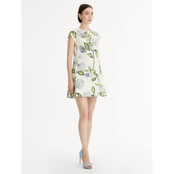 Oscar de la Renta Porcelain Flower Cotton Poplin Mini Dress - Oscar de la Renta Dresses - American Couture - Shop at Luxury Shoes 