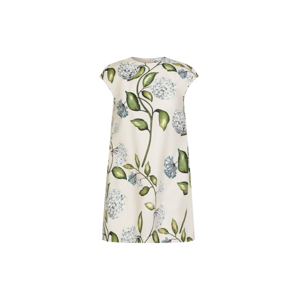 Oscar de la Renta Porcelain Flower Cotton Poplin Mini Dress - Oscar de la Renta Dresses - American Couture - Shop at Luxury Shoes 