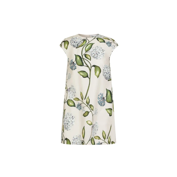 Oscar de la Renta Porcelain Flower Cotton Poplin Mini Dress - Oscar de la Renta Dresses - American Couture - Shop at Luxury Shoes 