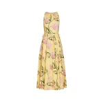 Oscar de la Renta Porcelain Flower Cotton Poplin Pleated Dress - Oscar de la Renta Dresses - American Couture - Shop at Luxury Shoes 