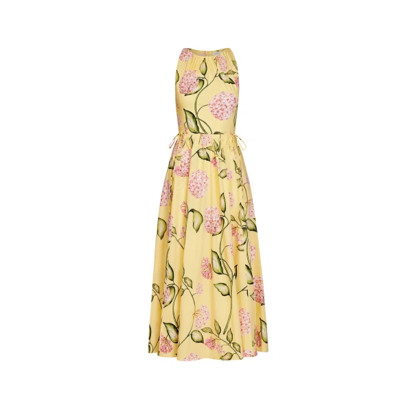 Oscar de la Renta Porcelain Flower Cotton Poplin Pleated Dress - Oscar de la Renta Dresses - American Couture - Shop at Luxury Shoes 