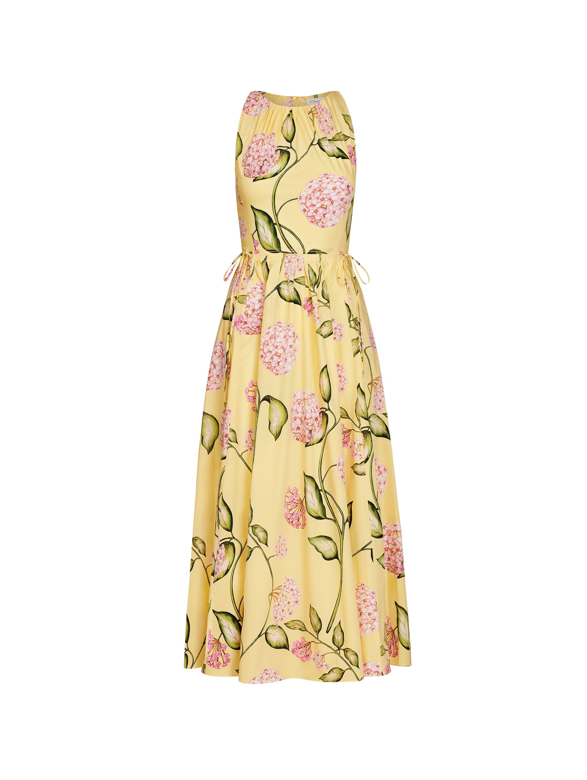 Oscar de la Renta Porcelain Flower Cotton Poplin Pleated Dress - Oscar de la Renta Dresses - American Couture - Shop at Luxury Shoes 
