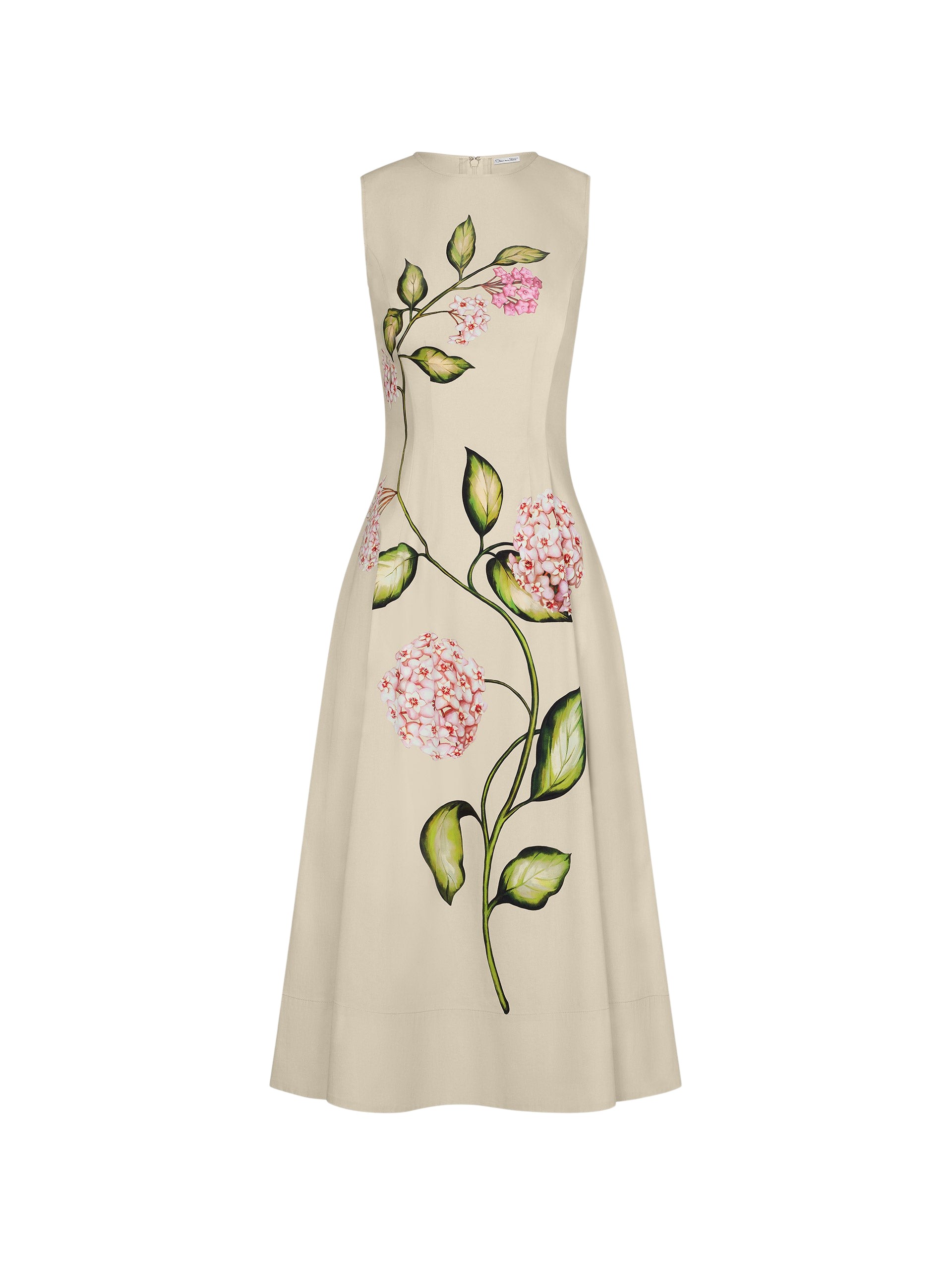 Oscar de la Renta Porcelain Flower Cotton Poplin Sleeveless Dress - Oscar de la Renta Dresses - American Couture - Shop at Luxury Shoes 