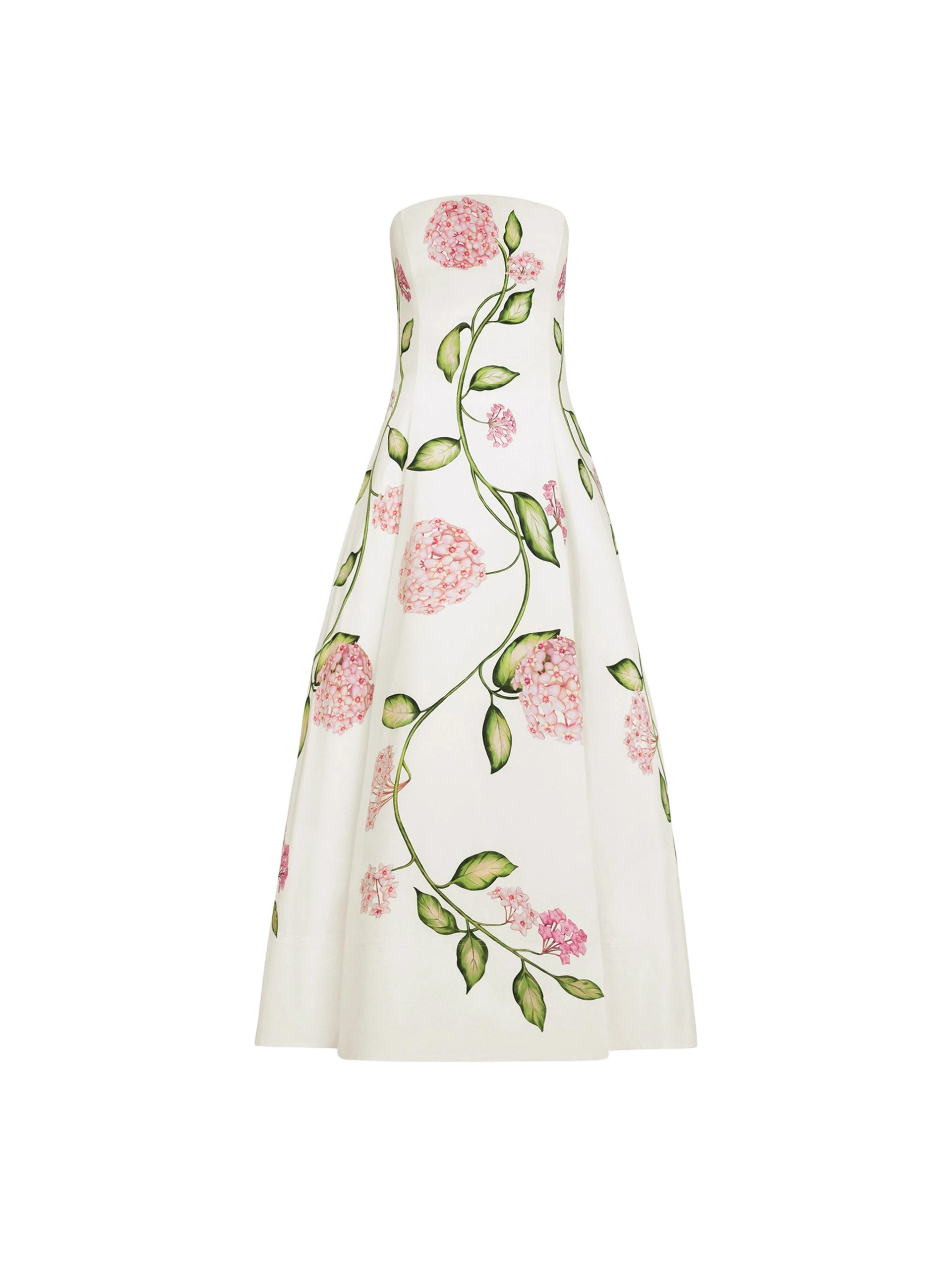 Porcelain-Flower-Cotton-Poplin-Strapless-Dress-Oscar-de-la-Renta-Dresses15347_nobg Oscar de la Renta Porcelain Flower Cotton Poplin Strapless Dress - Oscar de la Renta Dresses - American Couture - Shop at Luxury Shoes