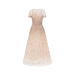 Oscar de la Renta Porcelain Flower Crystal Embroidered Dress - Oscar de la Renta Dresses - American Couture - Shop at Luxury Shoes 