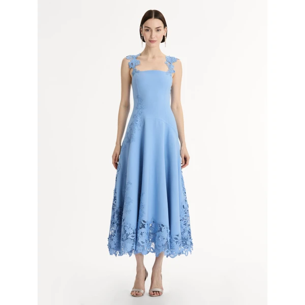 Oscar de la Renta Porcelain Flower Guipure Dress - Oscar de la Renta Dresses - American Couture - Shop at Luxury Shoes 