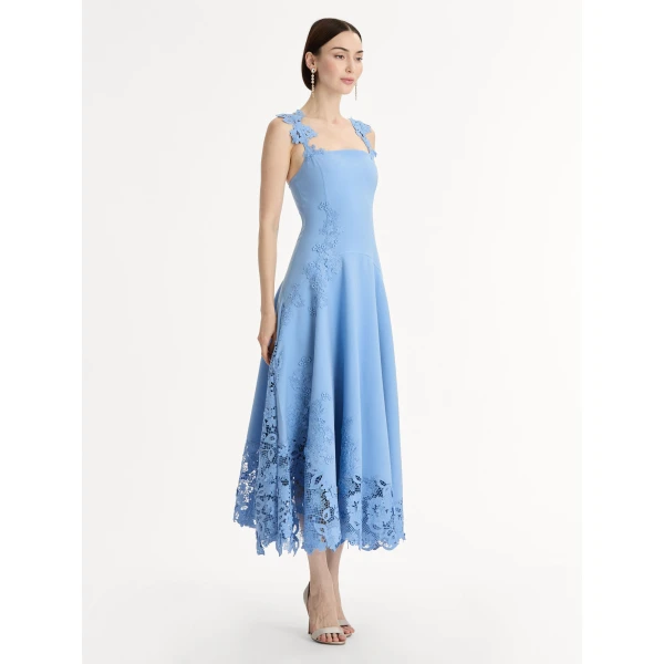 Oscar de la Renta Porcelain Flower Guipure Dress - Oscar de la Renta Dresses - American Couture - Shop at Luxury Shoes 