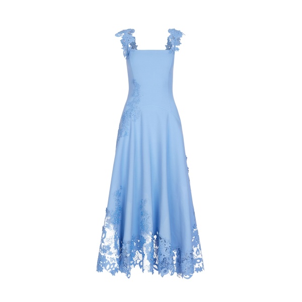 Oscar de la Renta Porcelain Flower Guipure Dress - Oscar de la Renta Dresses - American Couture - Shop at Luxury Shoes 