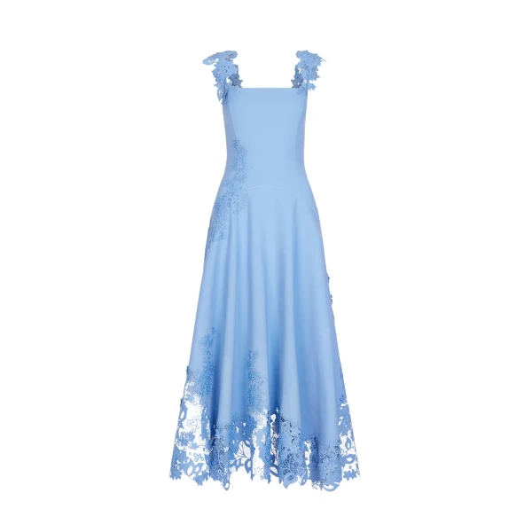 Oscar de la Renta Porcelain Flower Guipure Dress - Oscar de la Renta Dresses - American Couture - Shop at Luxury Shoes 