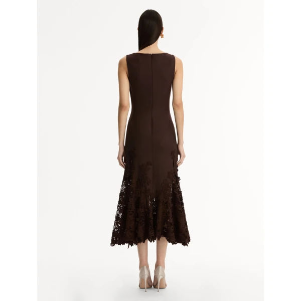 Oscar de la Renta Porcelain Flower Guipure Trumpet Dress - Oscar de la Renta Dresses - American Couture - Shop at Luxury Shoes 