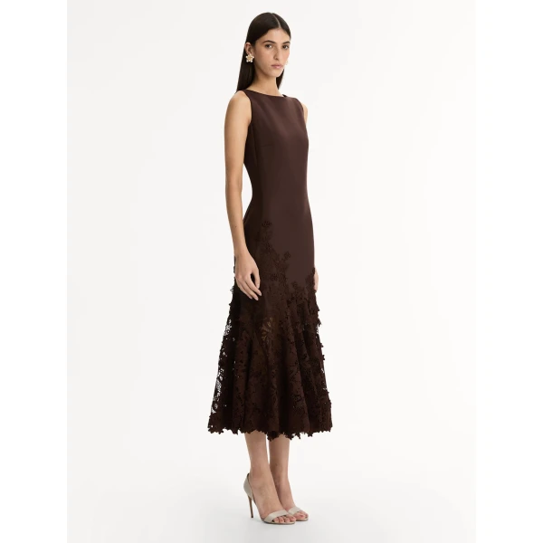 Oscar de la Renta Porcelain Flower Guipure Trumpet Dress - Oscar de la Renta Dresses - American Couture - Shop at Luxury Shoes 