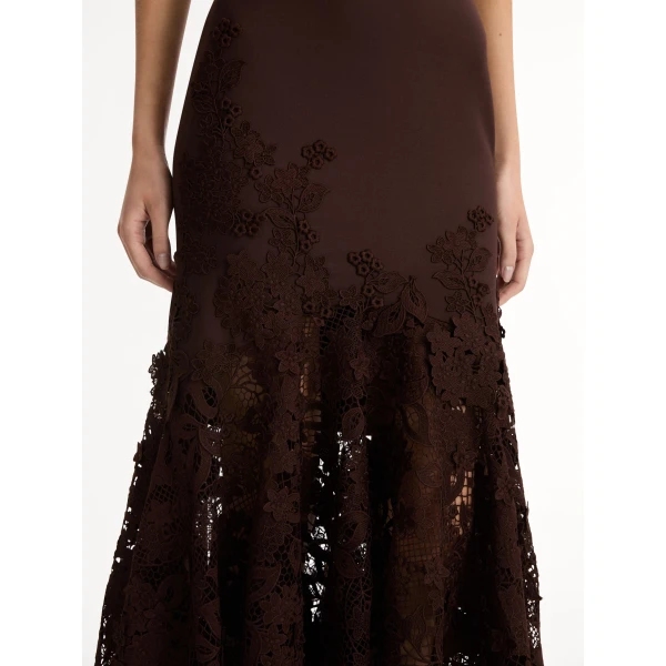 Oscar de la Renta Porcelain Flower Guipure Trumpet Dress - Oscar de la Renta Dresses - American Couture - Shop at Luxury Shoes 