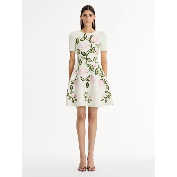 Oscar de la Renta Porcelain Flower Jacquard Dress - Oscar de la Renta Dresses - American Couture - Shop at Luxury Shoes 