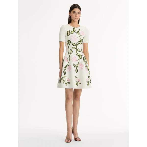Oscar de la Renta Porcelain Flower Jacquard Dress - Oscar de la Renta Dresses - American Couture - Shop at Luxury Shoes 